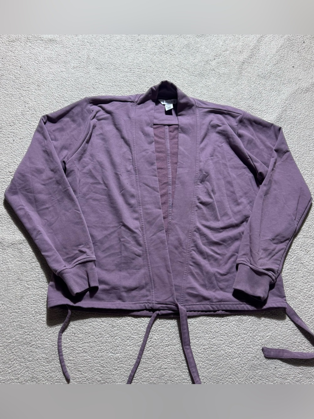 Athleta Wrap Sweatshirt Womens 2XS Waist Tie Mauve Retroterry Athleisure Top